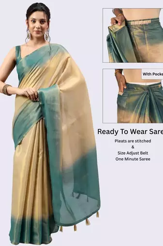 Multicolor polyester dyed saree with blouse