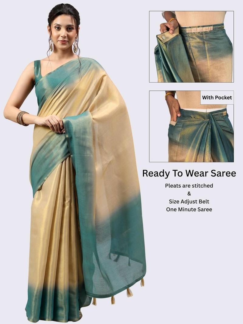 Multicolor polyester dyed saree with blouse