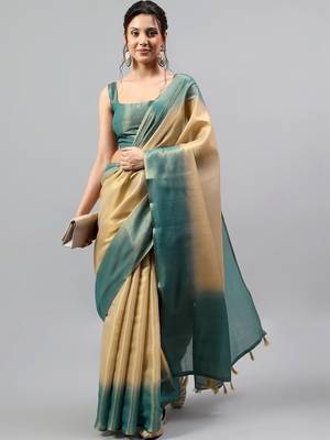 Multicolor polyester dyed saree with blouse 3