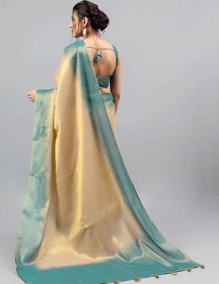 Multicolor polyester dyed saree with blouse 5
