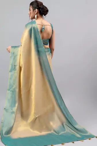 Multicolor polyester dyed saree with blouse