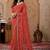 Red chiffon printed saree with blouse