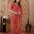 Red chiffon printed saree with blouse