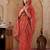 Red chiffon printed saree with blouse