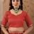 Red chiffon printed saree with blouse