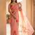 Pink organza printed saree with blouse