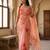 Pink organza printed saree with blouse