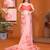 Pink organza printed saree with blouse