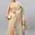 Cream tissue printed saree with blouse