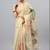 Cream tissue printed saree with blouse