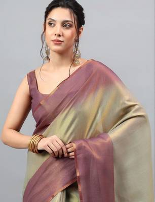 Multicolor polyester dyed saree with blouse 2