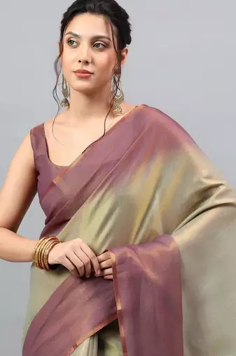 Multicolor polyester dyed saree with blouse