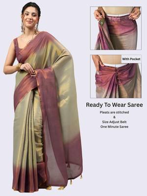 Multicolor polyester dyed saree with blouse 3