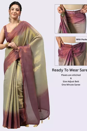 Multicolor polyester dyed saree with blouse
