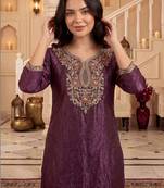 Women Ethnic Motifs Embroidered Regular Thread Work Kurta with Trousers