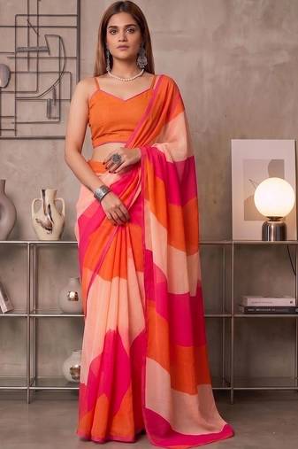 Multicolor linen  saree with blouse