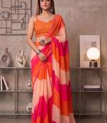 Multicolor linen  saree with blouse