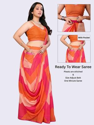 Multicolor linen  saree with blouse 2