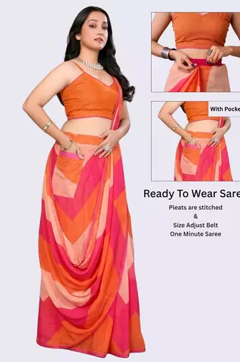 Multicolor linen  saree with blouse