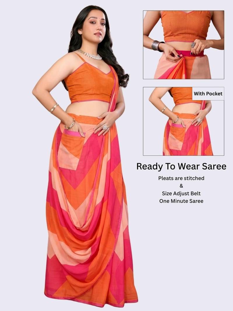 Multicolor linen  saree with blouse
