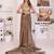 Brown linen printed saree with blouse