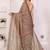 Brown linen printed saree with blouse