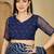 Navy blue pure georgette striped saree with blouse