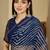 Navy blue pure georgette striped saree with blouse