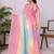 Multicolor linen printed saree with blouse