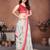Off white linen printed saree with blouse