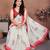 Off white linen printed saree with blouse