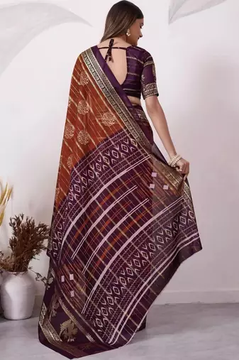 Multicolor pure georgette woven design saree with blouse