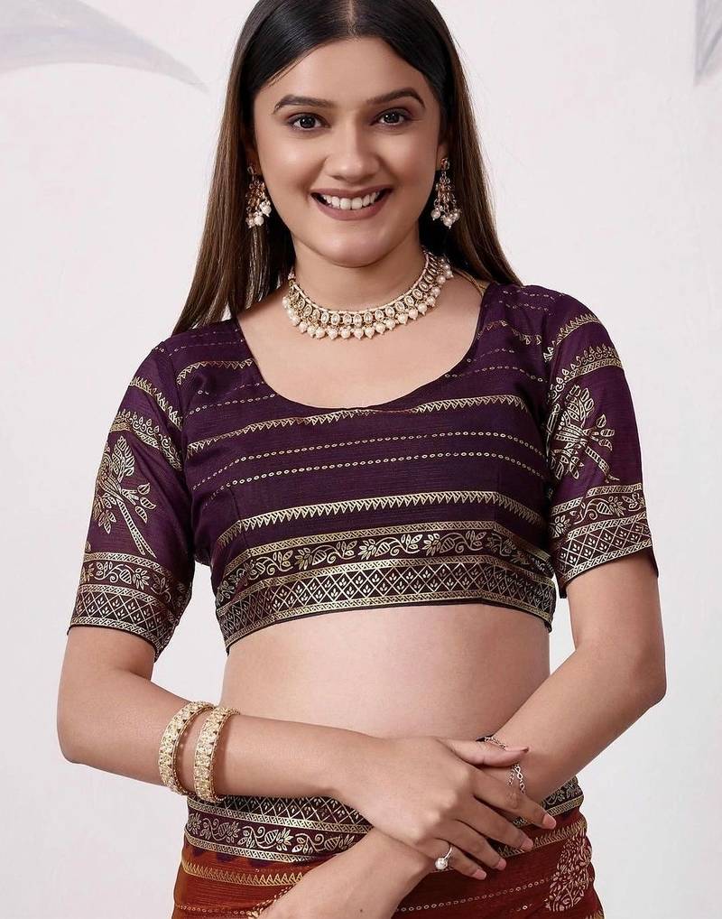 Multicolor pure georgette woven design saree with blouse