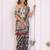 Black linen printed saree with blouse