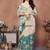Green pure linen printed saree with blouse