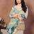 Green pure linen printed saree with blouse
