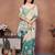 Green pure linen printed saree with blouse