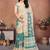 Green pure linen printed saree with blouse