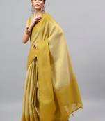 Mustard polyester dyed saree with blouse