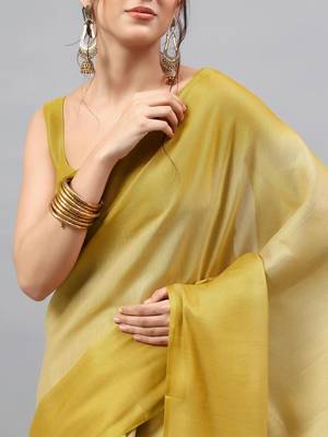 Mustard polyester dyed saree with blouse 4