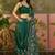Green linen printed saree with blouse