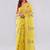 Yellow linen printed saree with blouse
