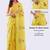 Yellow linen printed saree with blouse
