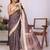 Brown linen  saree with blouse