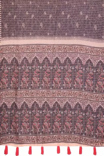 Brown linen  saree with blouse