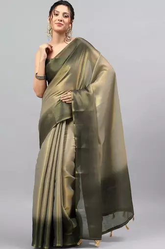 Multicolor polyester dyed saree with blouse