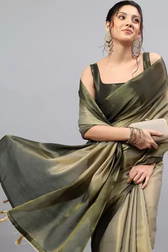 Multicolor polyester dyed saree with blouse