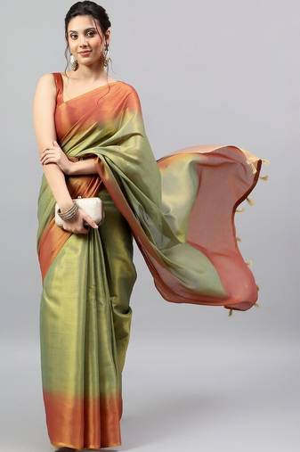 Multicolor polyester dyed saree with blouse