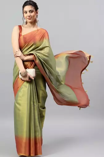 Multicolor polyester dyed saree with blouse