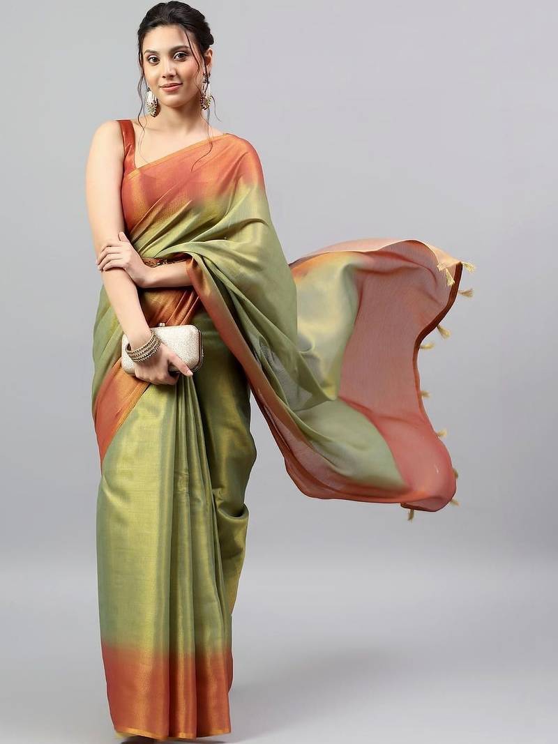 Multicolor polyester dyed saree with blouse
